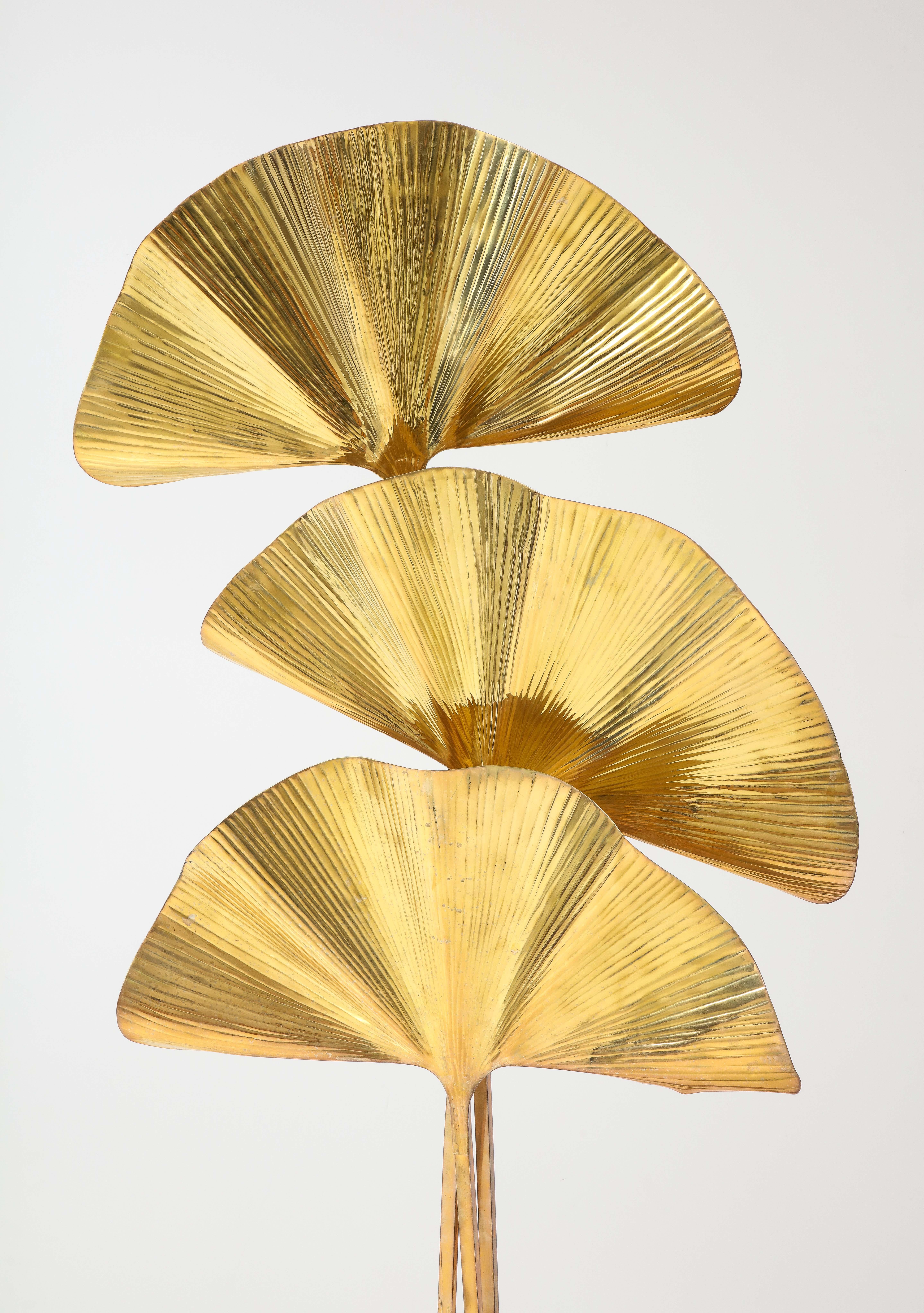 Carlo Giorgi for Bottega Gadda Gingko Leaf Brass Floor Lamp, Italy, 1970s 3