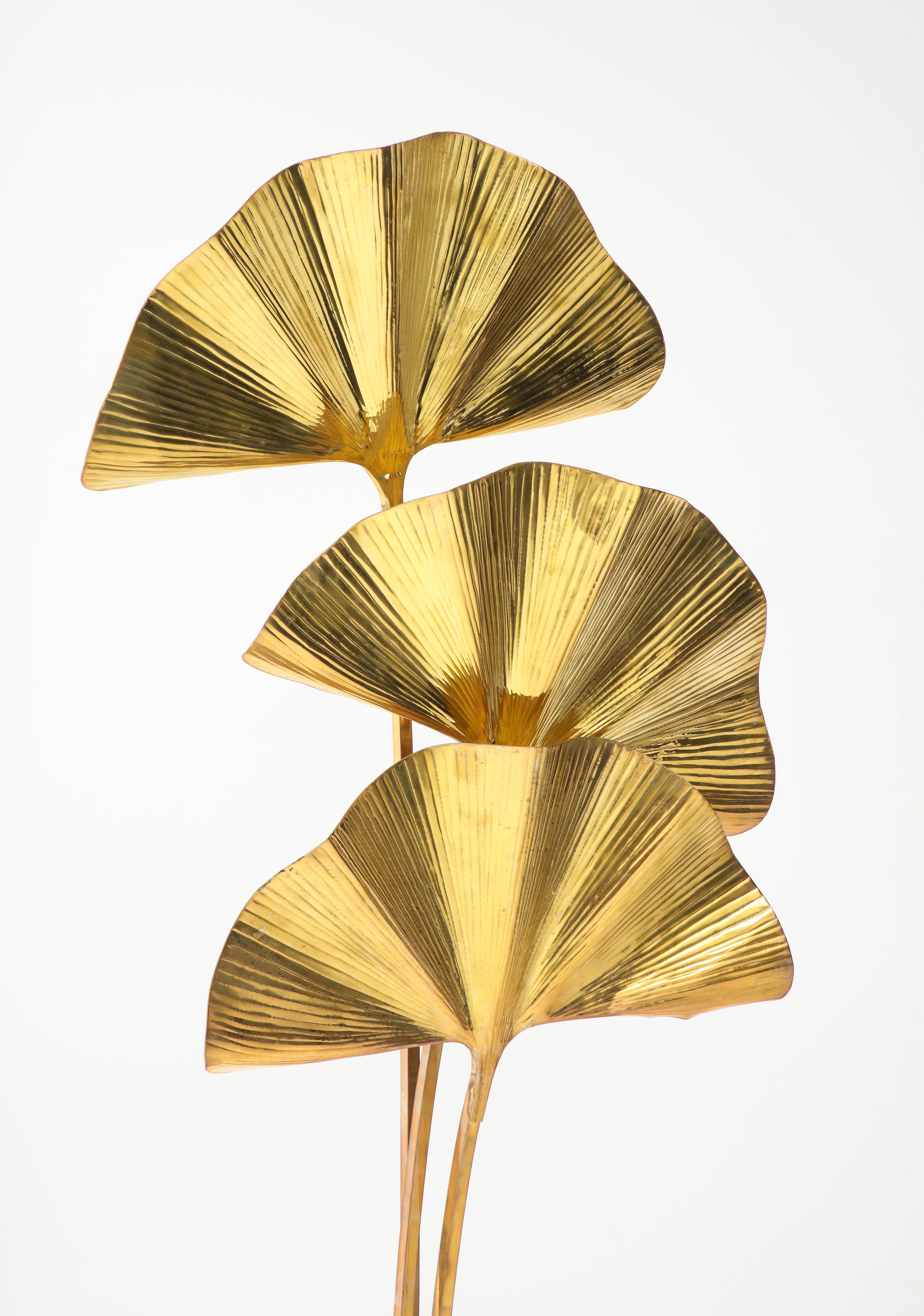 Carlo Giorgi for Bottega Gadda Gingko Leaf Brass Floor Lamp, Italy, 1970s 4