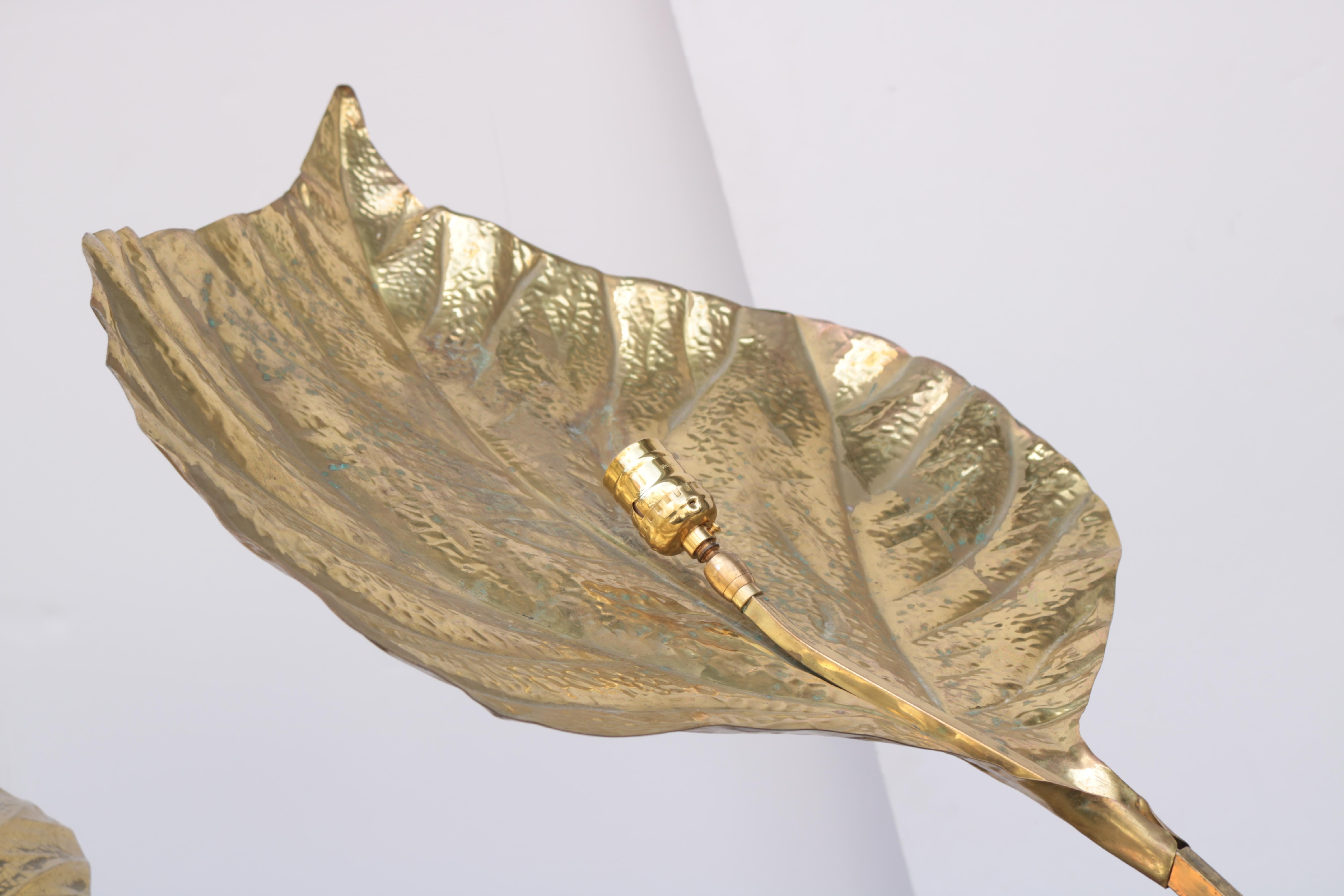 Carlo Giorgi for Bottega Gadda 'Rabarbaro' three-leaf floor lamp. 
Original patinated brass finish.