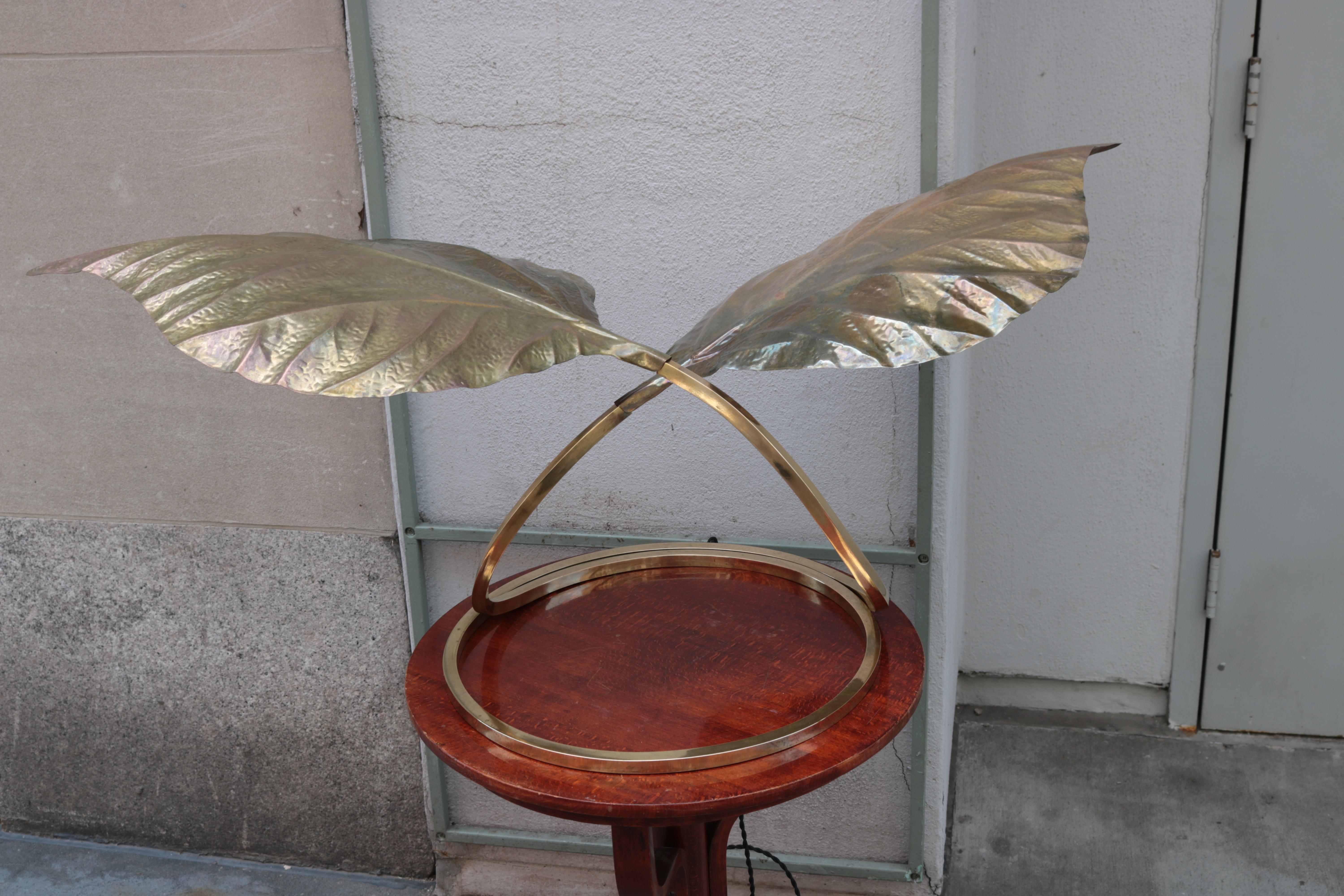 Carlo Giorgi for Bottega Gadda 'Rabarbaro' Two-Leaf Table Lamp. 
Original patinated brass finish.