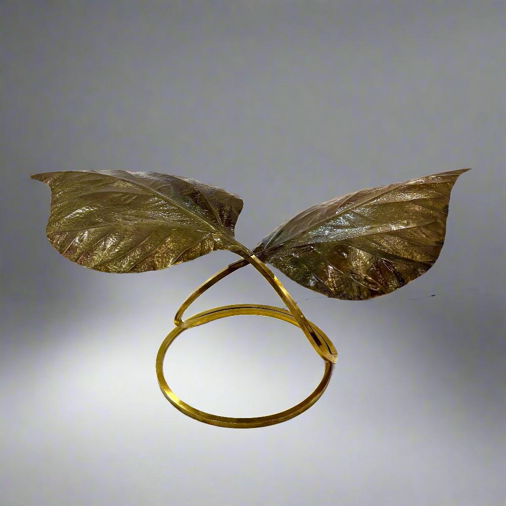 Carlo Giorgi for Bottega Gadda 'Rabarbaro' Two-Leaf Table Lamp. 
Original patinated brass finish.