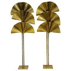 Carlo Giorgi for Bottega Gadda Three Leaf Brass Ginkgo Floor Lamp, Italy 1970s