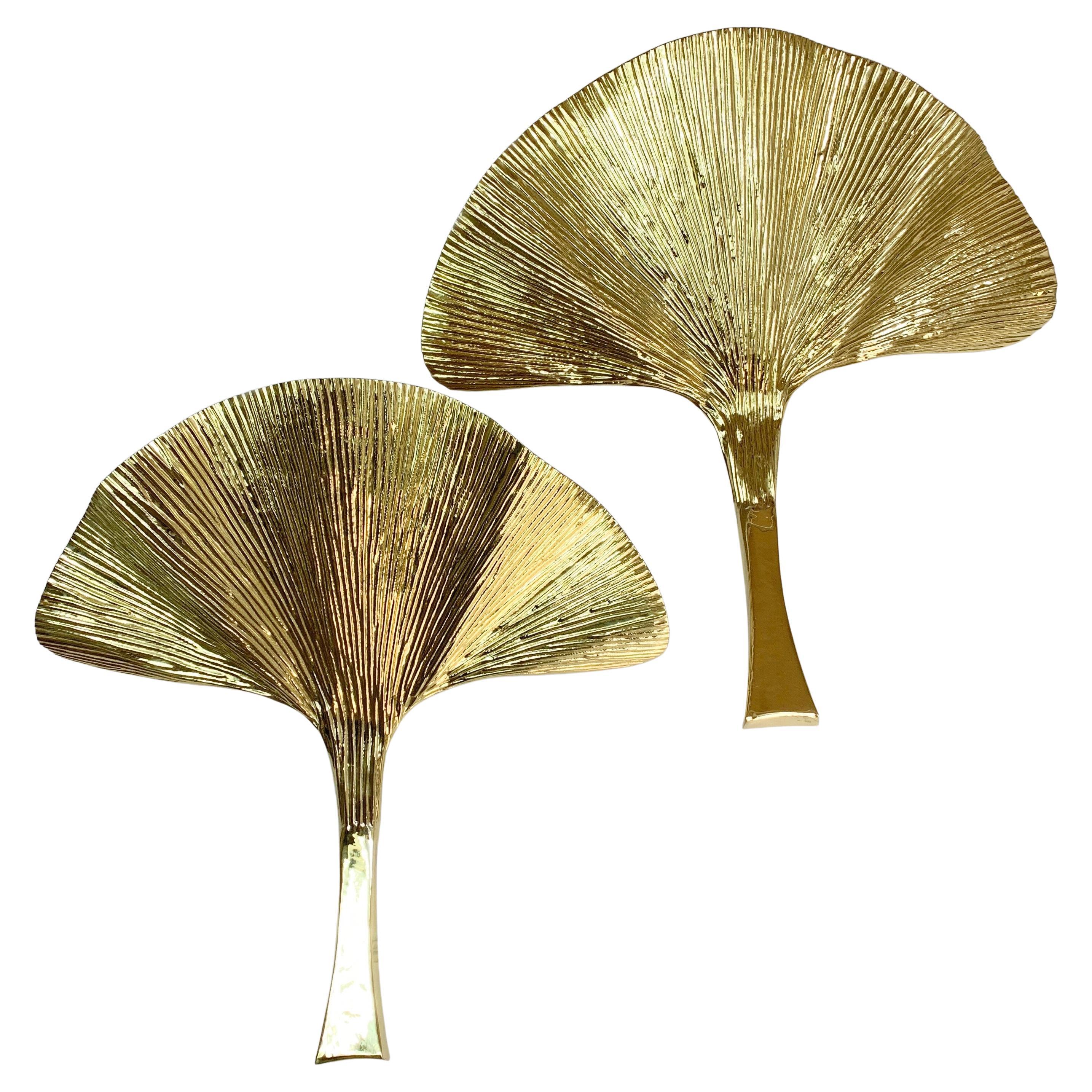 Carlo Giorgi Gold Ginkgo Wandleuchter Italien 1970er Jahre im Angebot
