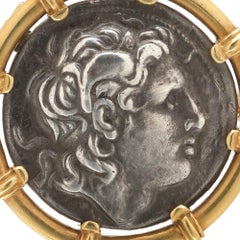 Carlo Giuliano 22KT Gold Brooch, Greek Silver Tetradrachm of Lysimachos