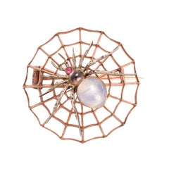 Carlo Giuliano Antique Star Sapphire "Spider & Web" Brooch