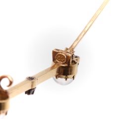 Carlo Giuliano: Viktorianische 18K Gold & Silber Mondstein, Diamant-Emaille-Brosche