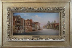 Oil painting pair by Carlo Granci "Palazzo Foscoiri" and "Grand Canal, Venice"