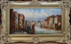 Oil painting by Carlo Granci "The Fishmarket, Venice"