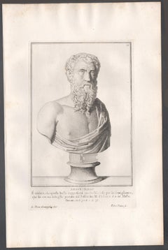 Aristomachus, Ancient Greek, C18th Grand Tour Roman bust engraving, 1741