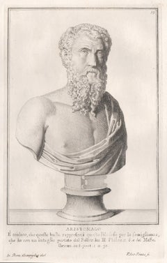 Aristomachus, Ancient Greek, C18th Grand Tour Roman bust engraving, 1741