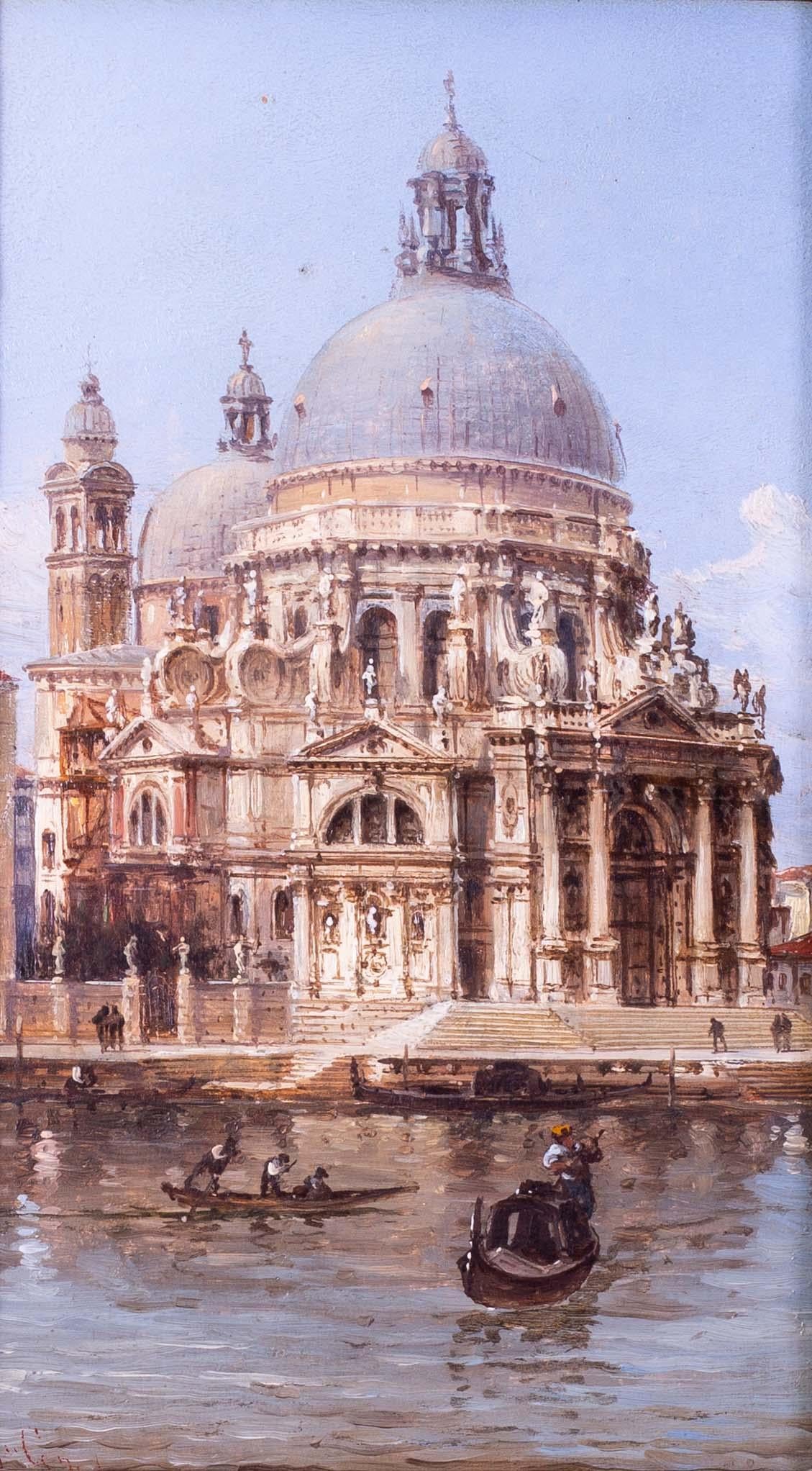 Carlo Grubacs Ölgemälde des 19. Jahrhunderts von Santa Maria della Salute, Venedig 1