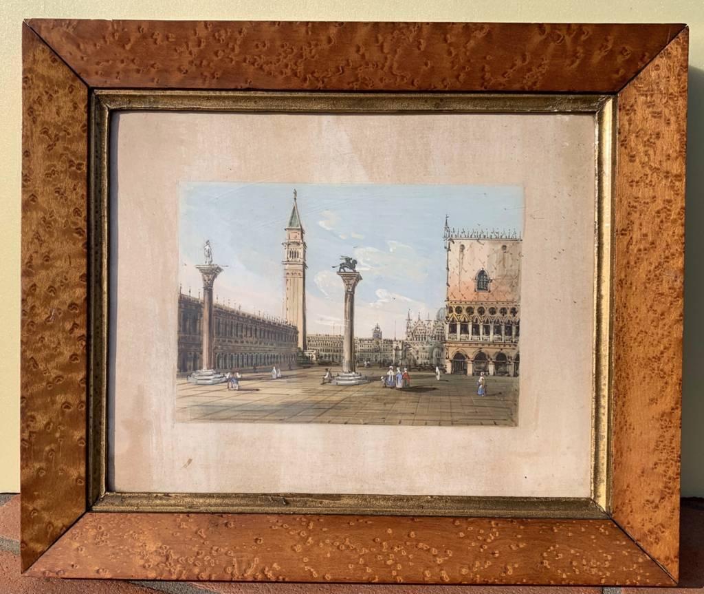 Carlo Grubacs (Venediger Meister) – Paar Landschaftsgemälde aus Venedig des 19. Jahrhunderts im Angebot 10