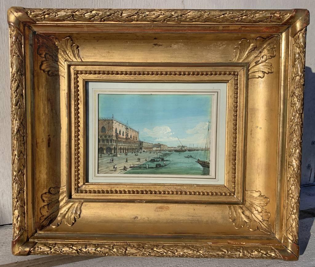 Carlo Grubacs (Venediger Meister) – Paar Landschaftsgemälde aus Venedig des 19. Jahrhunderts im Angebot 9