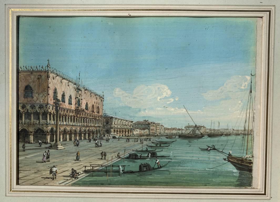 Carlo Grubacs(Venetian master)- Pair of 19th century Venice landscape paintings For Sale 10