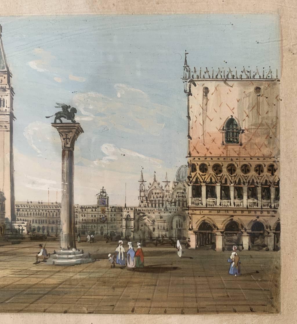 Carlo Grubacs (Venediger Meister) – Paar Landschaftsgemälde aus Venedig des 19. Jahrhunderts im Angebot 12