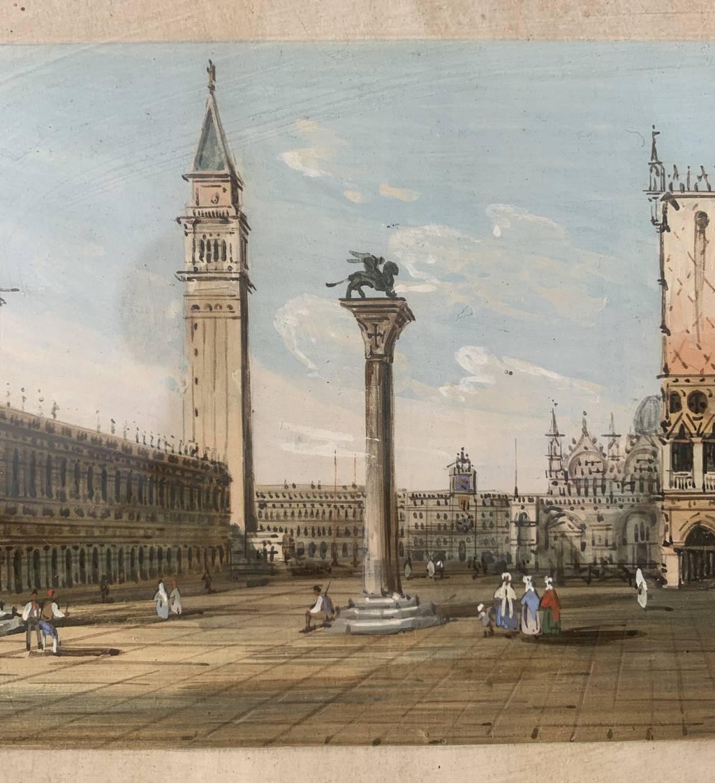 Carlo Grubacs (Venediger Meister) – Paar Landschaftsgemälde aus Venedig des 19. Jahrhunderts im Angebot 13