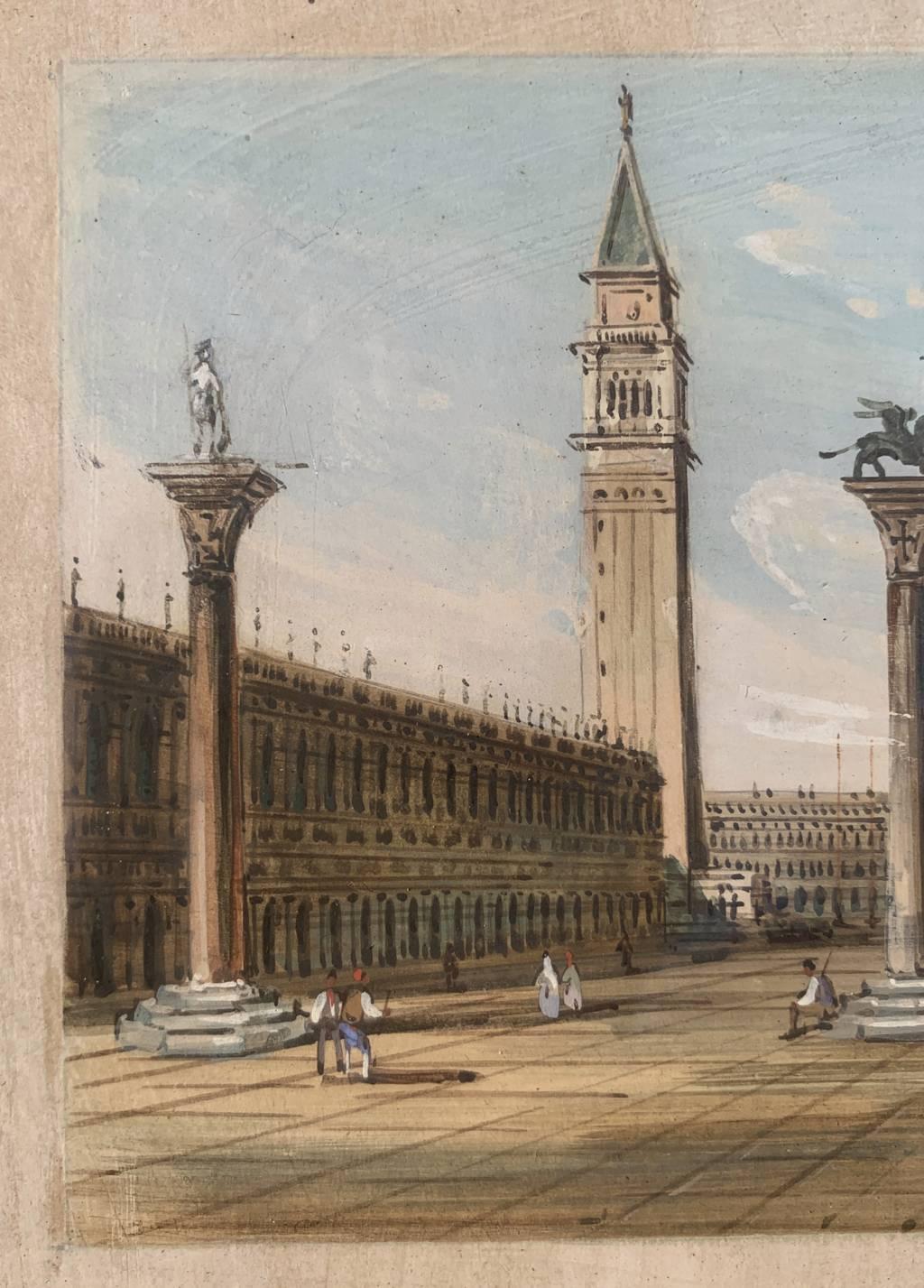 Carlo Grubacs (Venediger Meister) – Paar Landschaftsgemälde aus Venedig des 19. Jahrhunderts im Angebot 14