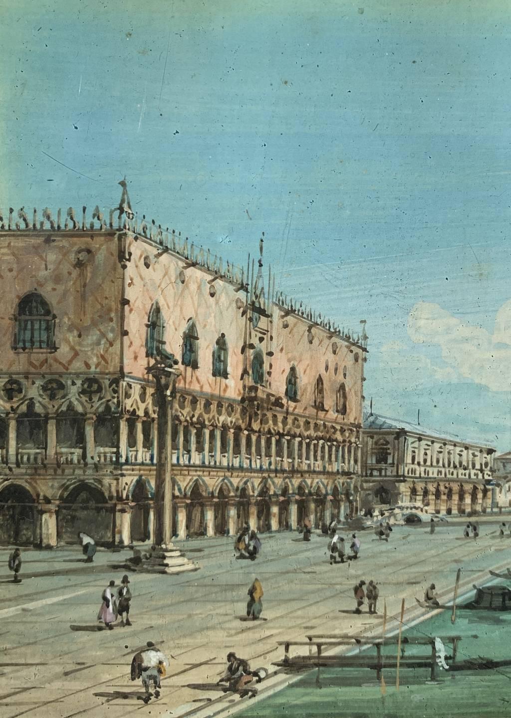Carlo Grubacs (Venediger Meister) – Paar Landschaftsgemälde aus Venedig des 19. Jahrhunderts im Angebot 13