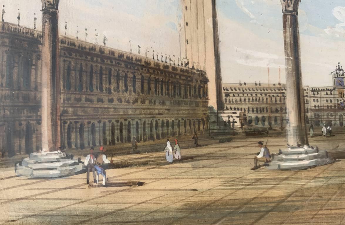 Carlo Grubacs (Venediger Meister) – Paar Landschaftsgemälde aus Venedig des 19. Jahrhunderts im Angebot 16
