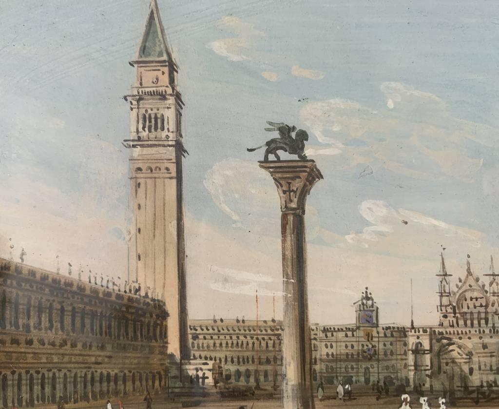 Carlo Grubacs (Venediger Meister) – Paar Landschaftsgemälde aus Venedig des 19. Jahrhunderts im Angebot 17