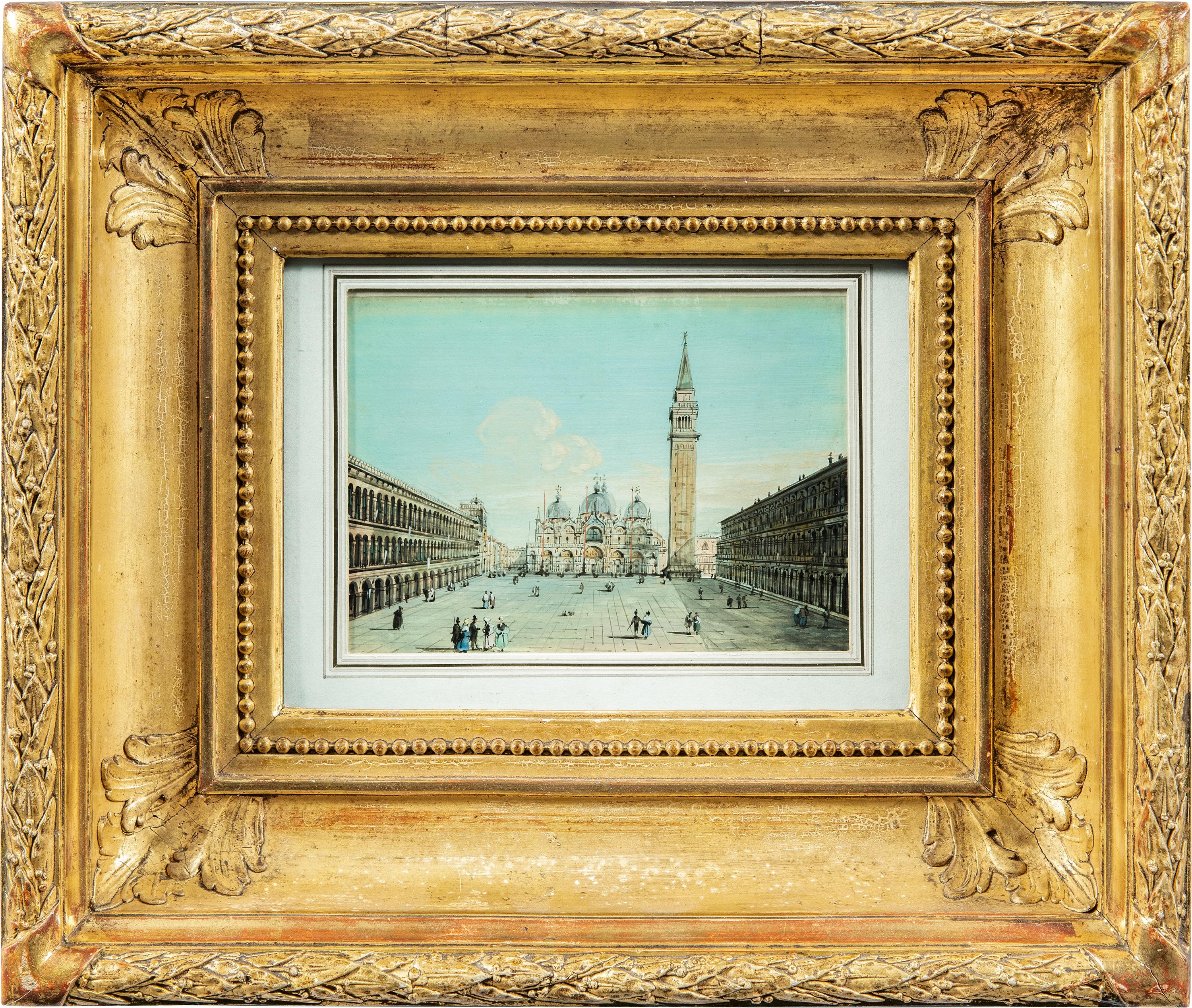 Carlo Grubacs(Venetian master)- Pair of 19th century Venice landscape paintings For Sale 1