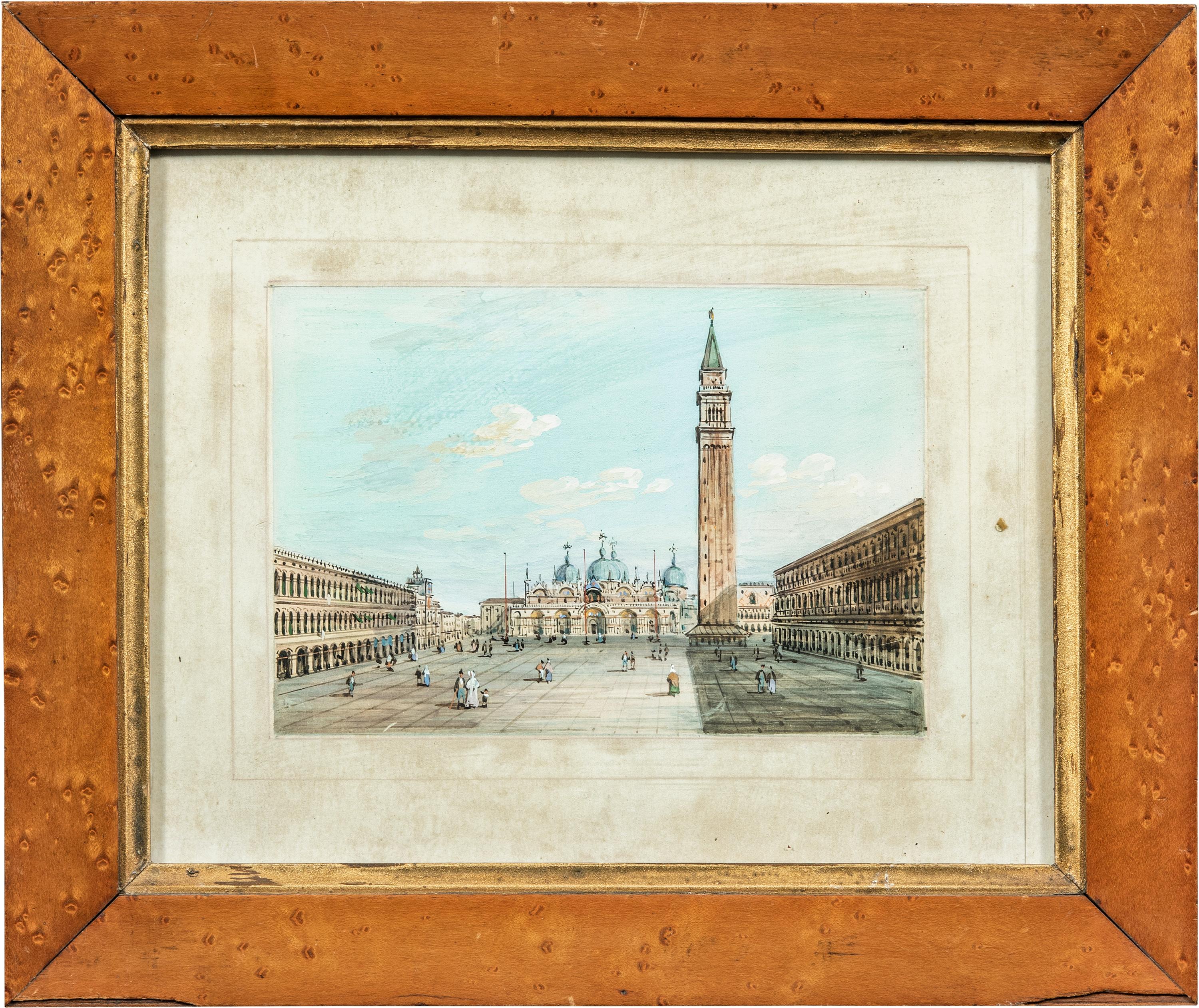 Carlo Grubacs (Venediger Meister) – Paar Landschaftsgemälde aus Venedig des 19. Jahrhunderts im Angebot 2
