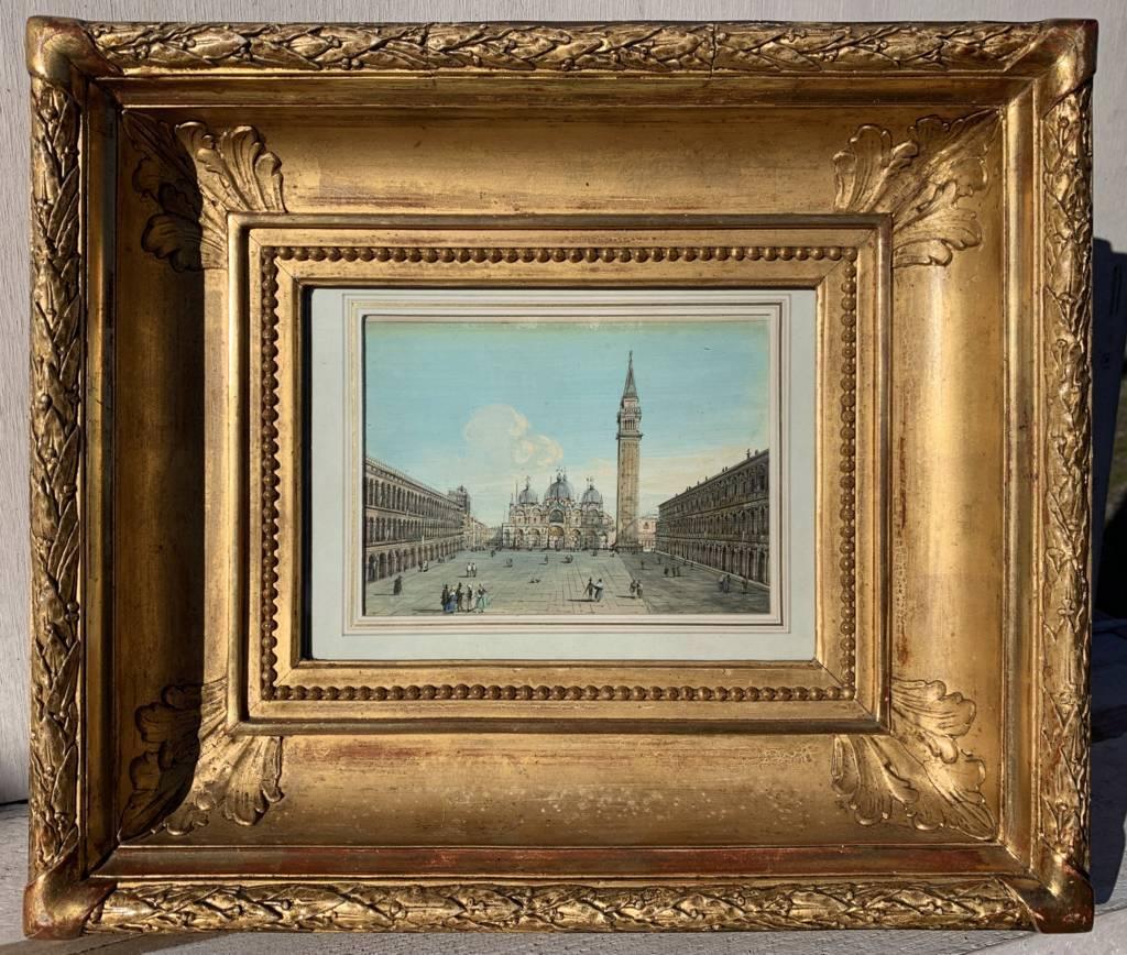 Carlo Grubacs (Venediger Meister) – Paar Landschaftsgemälde aus Venedig des 19. Jahrhunderts im Angebot 3