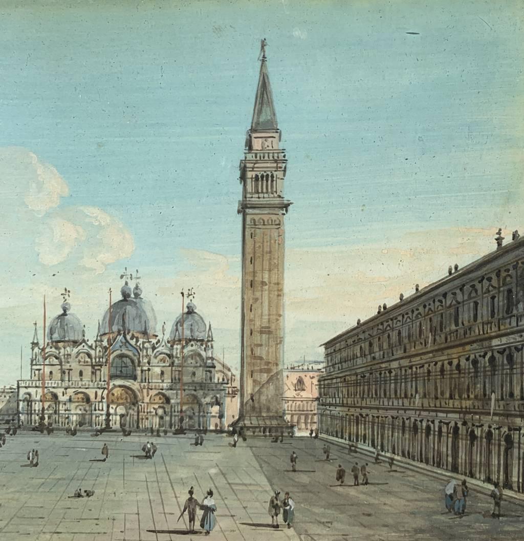 Carlo Grubacs (Venediger Meister) – Paar Landschaftsgemälde aus Venedig des 19. Jahrhunderts im Angebot 5