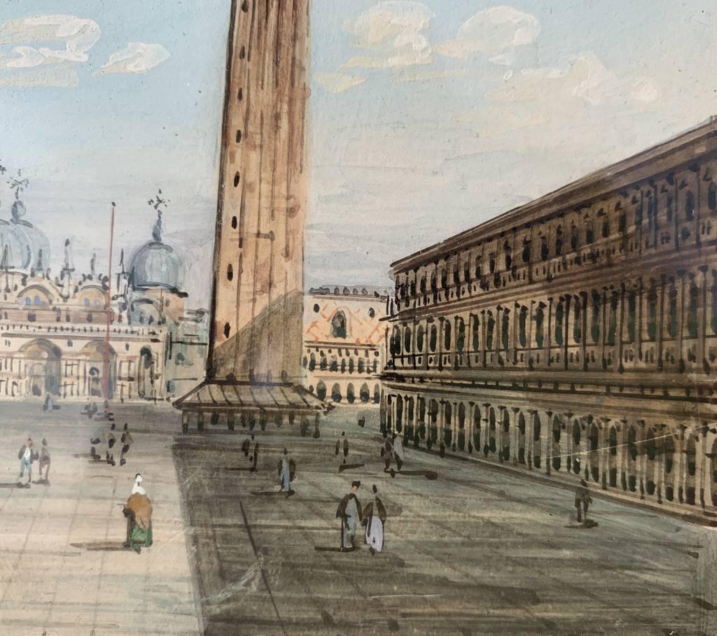 Carlo Grubacs (Venediger Meister) – Paar Landschaftsgemälde aus Venedig des 19. Jahrhunderts im Angebot 7