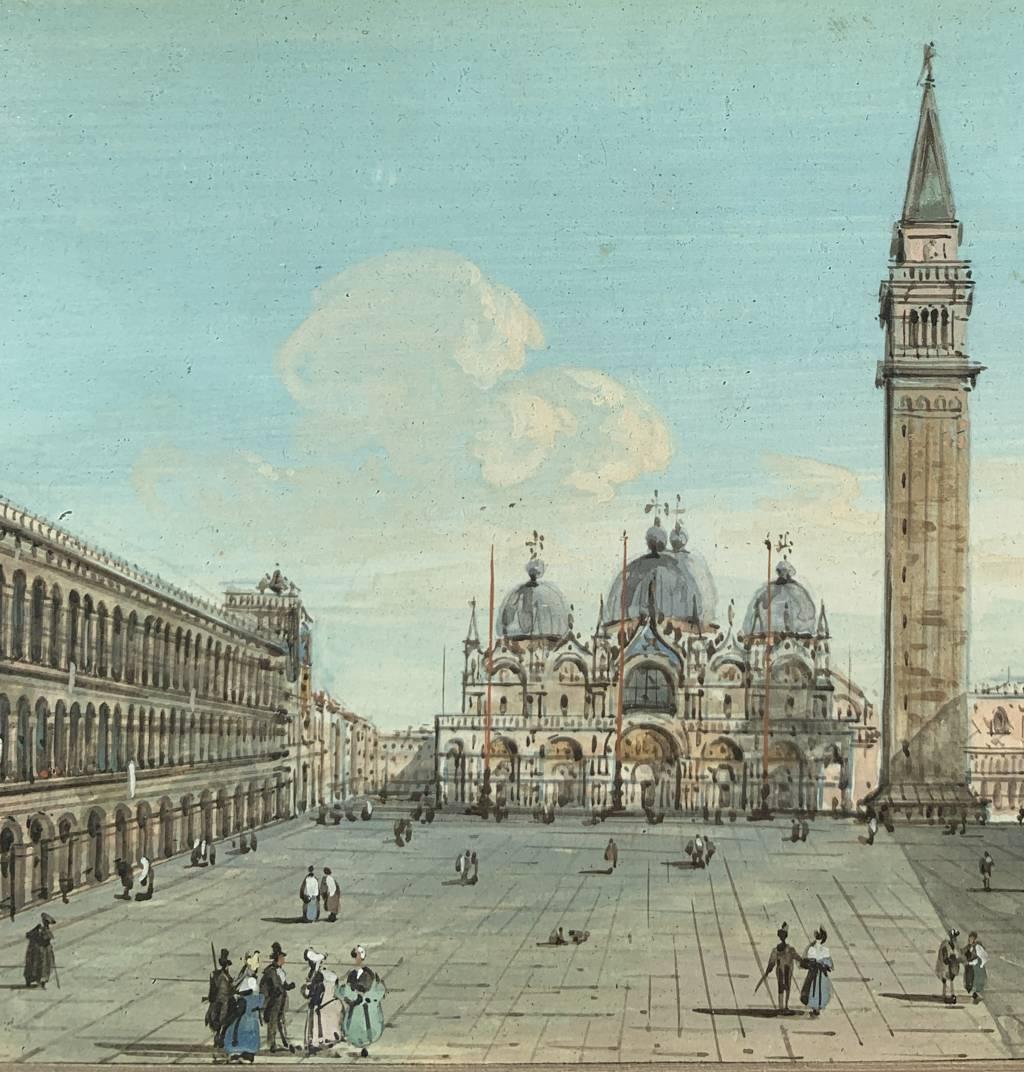 Carlo Grubacs (Venediger Meister) – Paar Landschaftsgemälde aus Venedig des 19. Jahrhunderts im Angebot 6