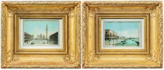 Carlo Grubacs (Venediger Meister) – Paar Landschaftsgemälde aus Venedig des 19. Jahrhunderts