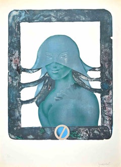 Dama Verde - Litografía de Carlo Guarienti - Años 70
