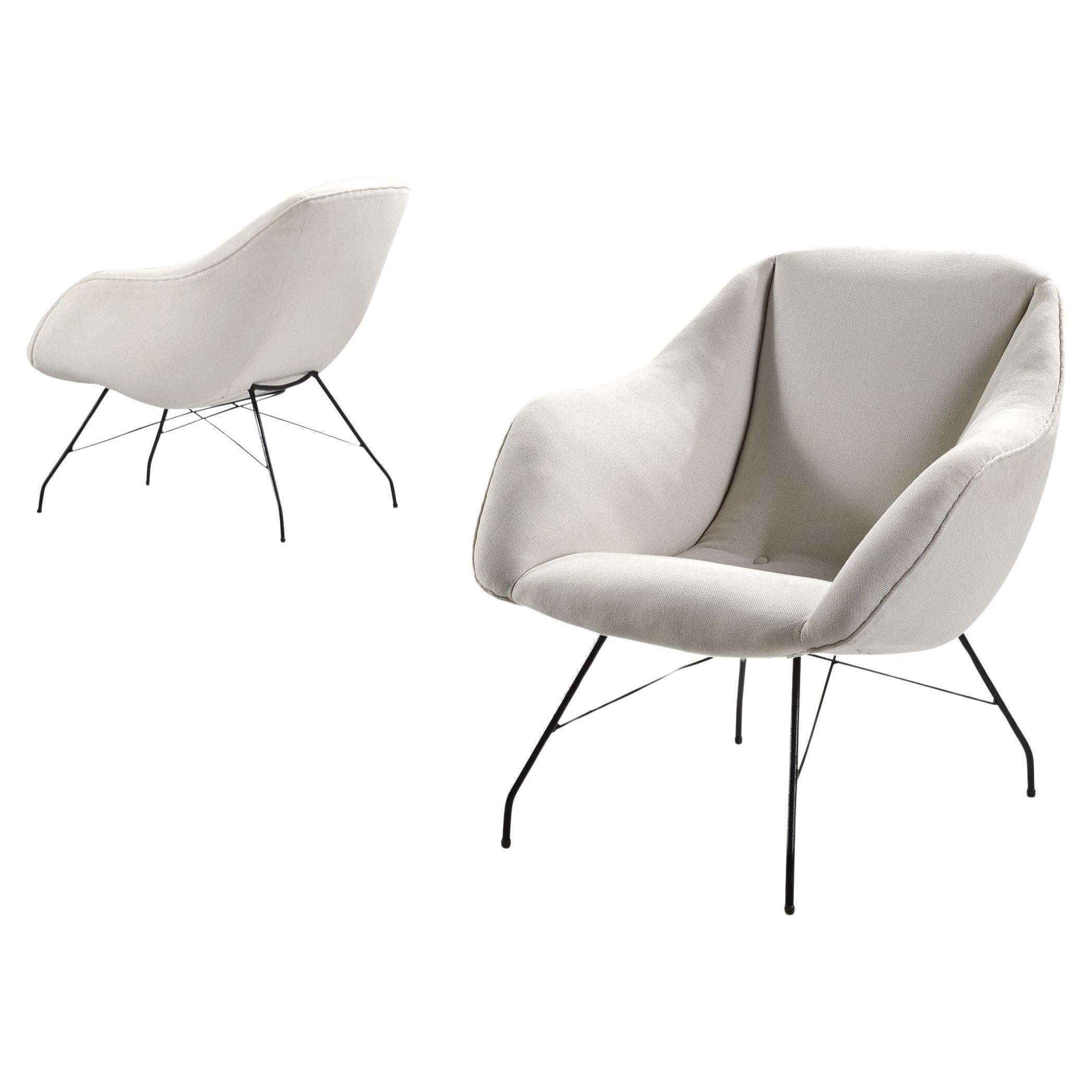 Carlo Hauner and Martin Eisler for Forma 'Conchinha' Lounge Chairs White Fabric