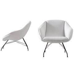 Carlo Hauner and Martin Eisler for Forma Lounge Chairs in White Upholstery