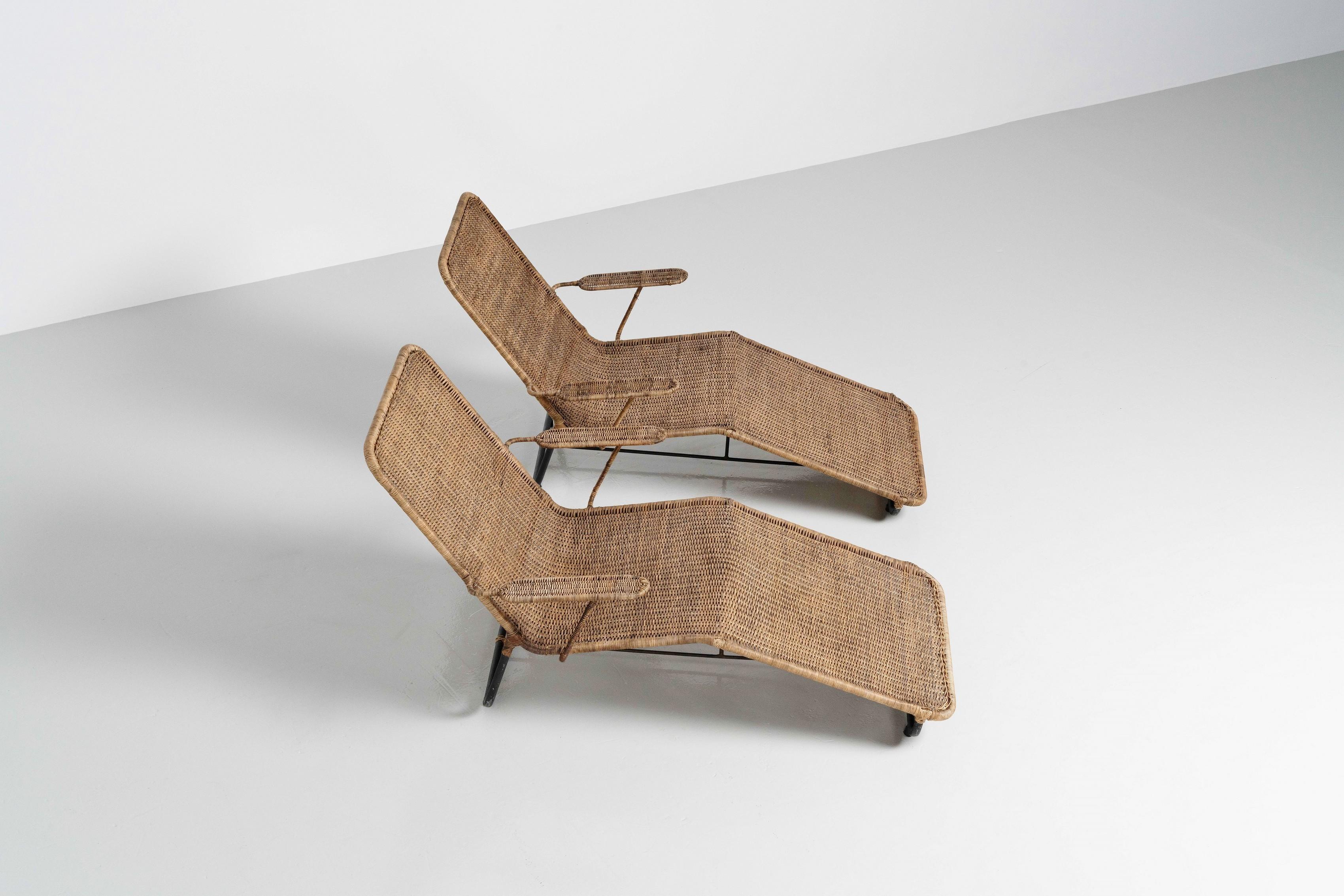 Carlo Hauner and Martin Eisler Rattan Lounge Chairs Brazil 1955 For Sale 2