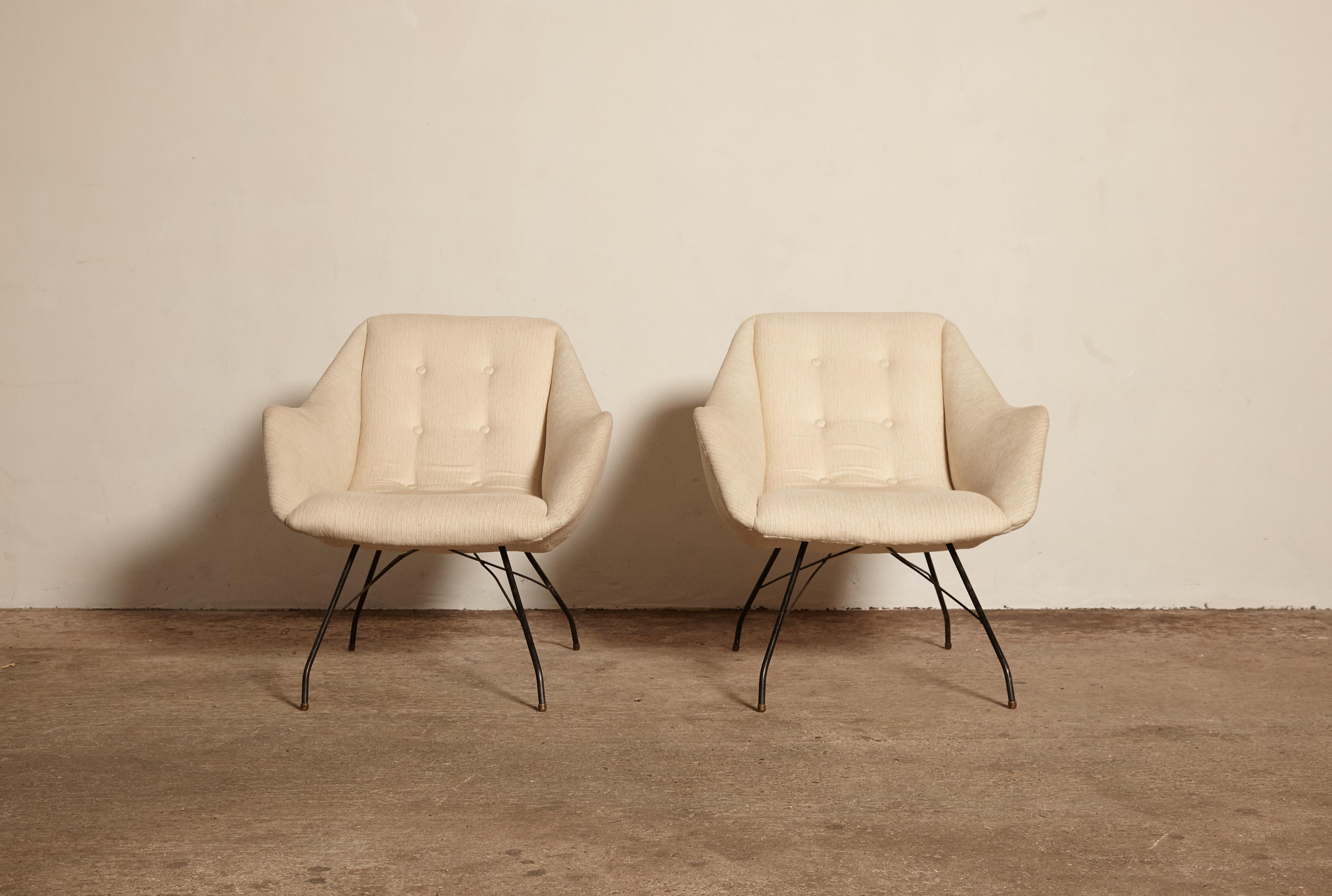 Steel Carlo Hauner and Martin Eisler Shell 'Concha' Lounge Chairs, Forma Brazil, 1950s