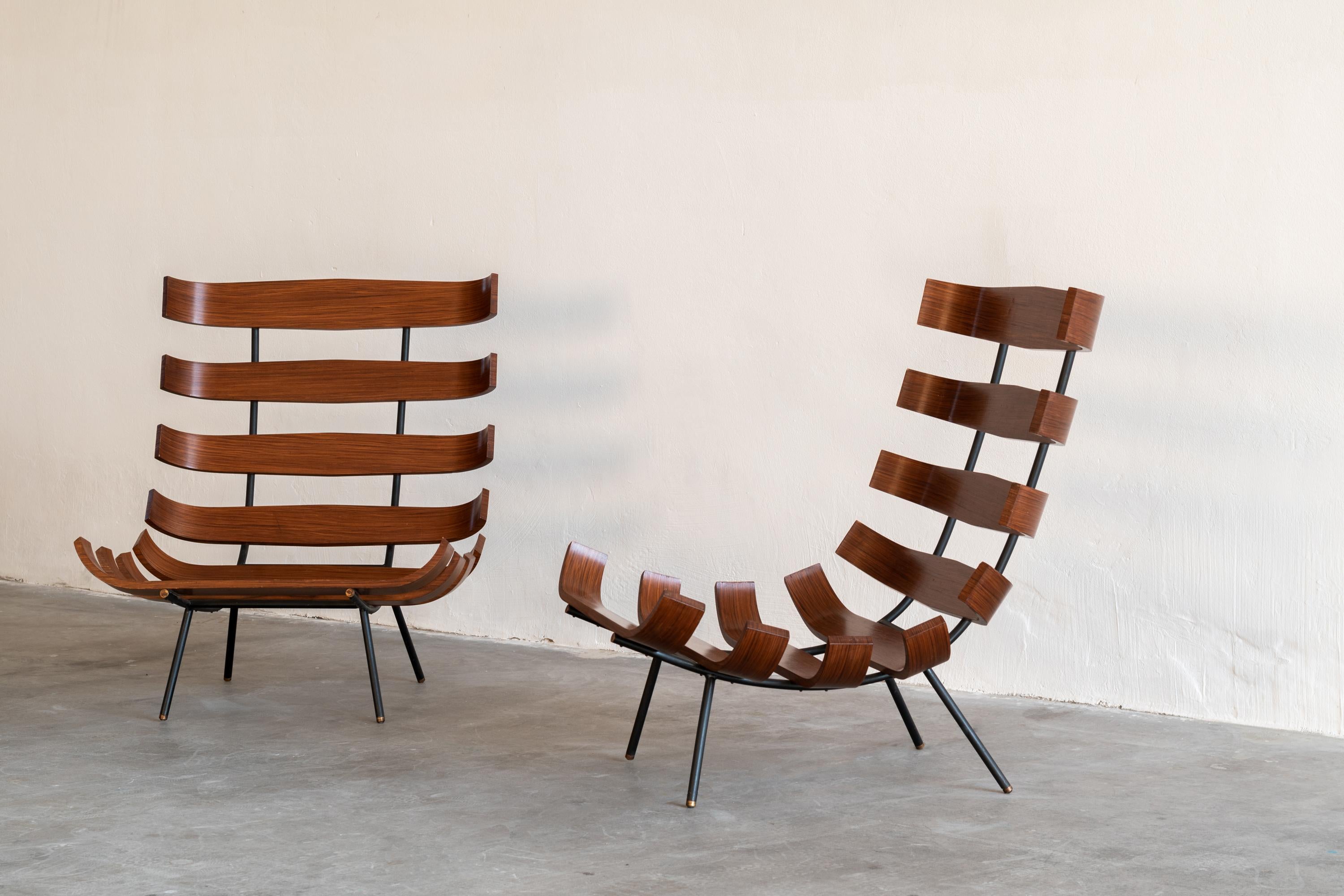 Post-Modern Carlo Hauner and Martin Eisler Wooden Costela Chairs for Forma