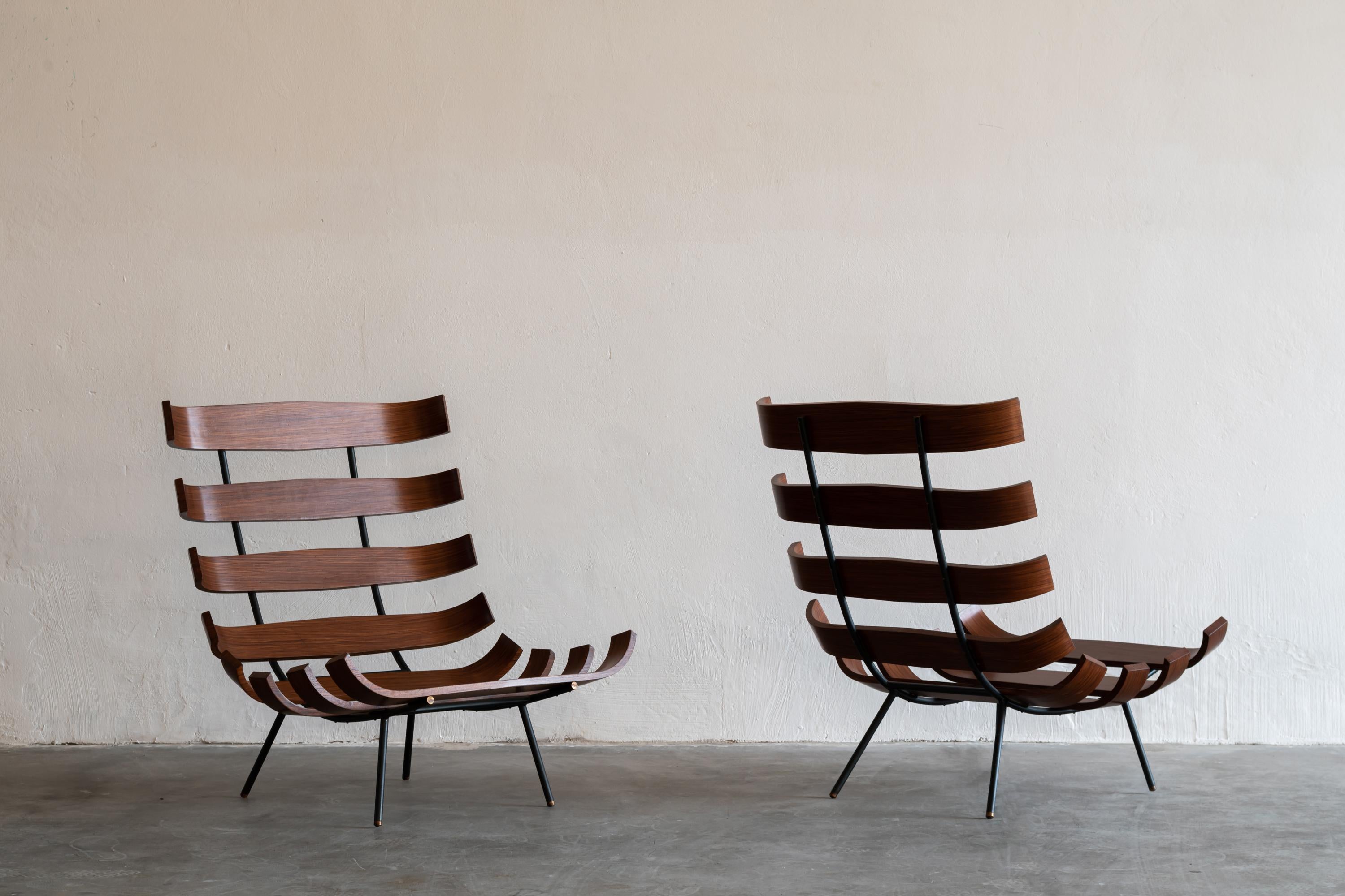 Brazilian Carlo Hauner and Martin Eisler Wooden Costela Chairs for Forma
