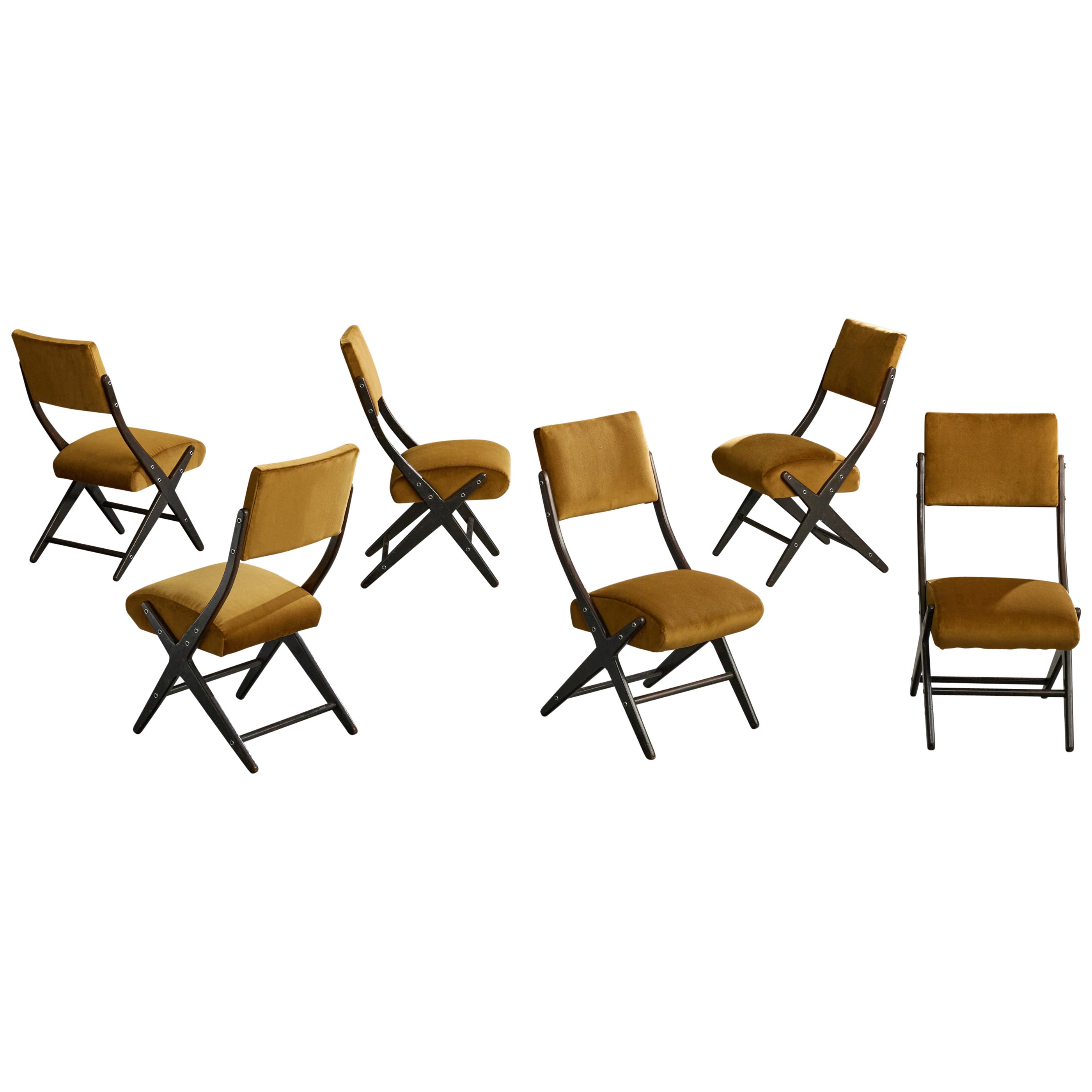 Attribuzione Carlo Hauner, Sedie da sala da pranzo, Wood, Mohair, Brasile, anni '50