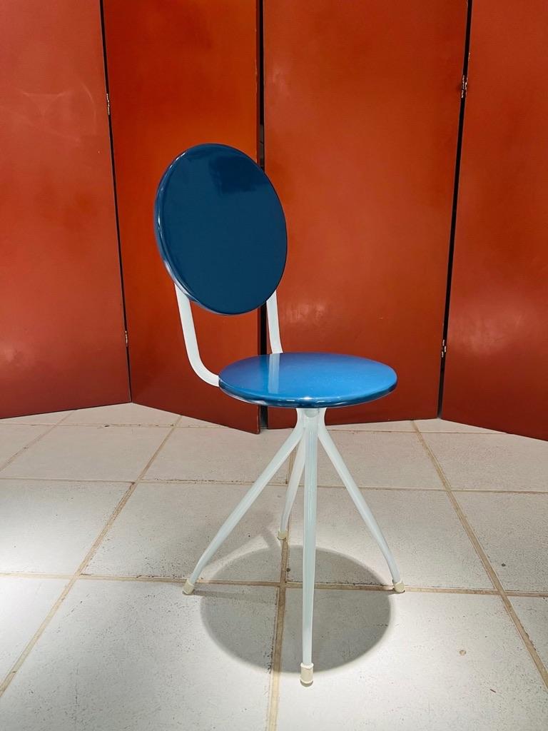Mid-Century Modern Carlo Hauner brazilian blue and white chair in wood and iron 1960 For Sale
