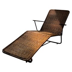 Carlo Hauner. Brazilian Modernist Chaise Longue with Cane Seating