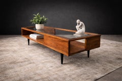 Carlo Hauner Caviuna Wood & Glass Display Coffee Table, Brazil, 1950s