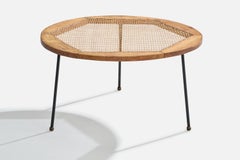 Carlo Hauner, Coffee Table, Caviúna, Iron, Rattan, Brass, Brazil, 1950s