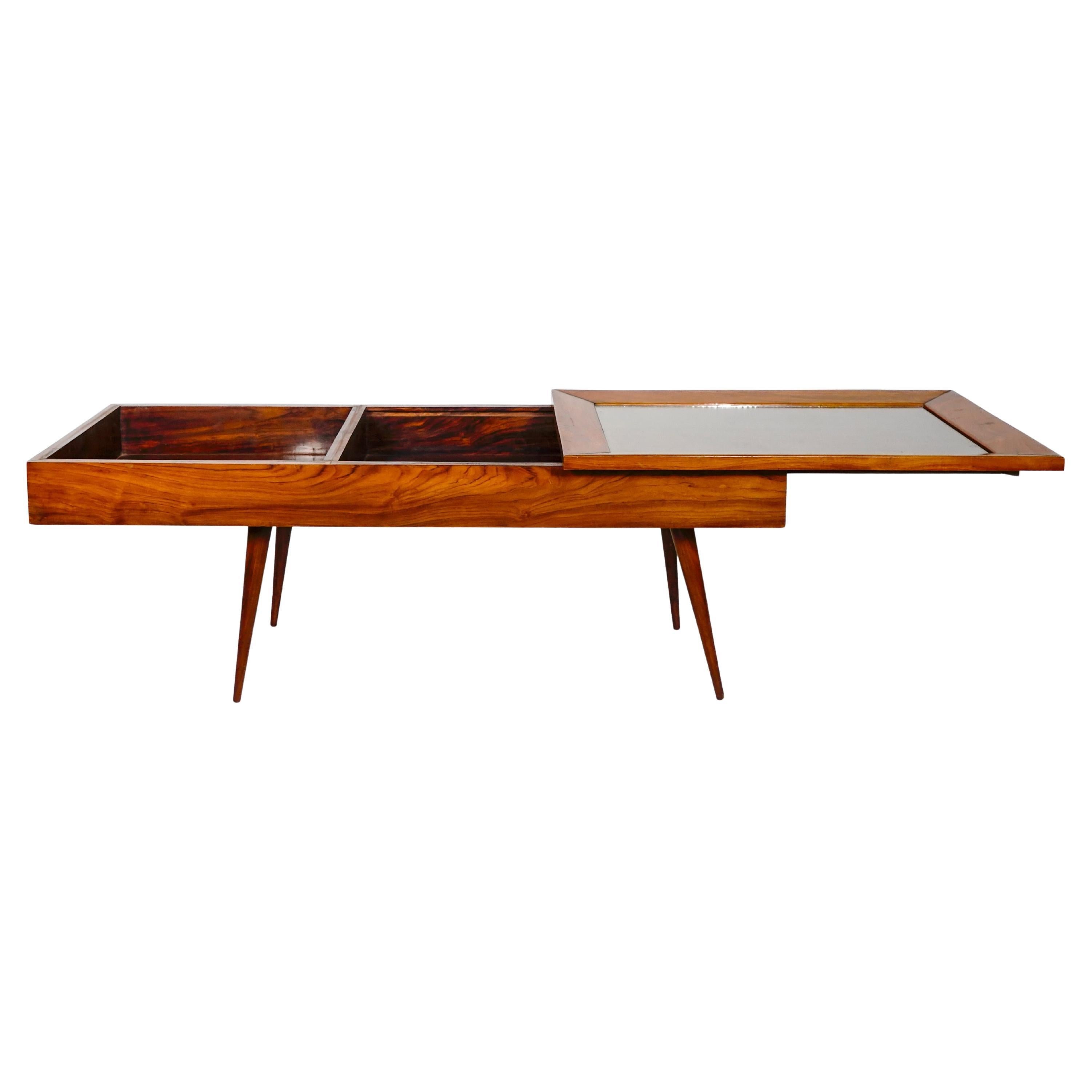 Carlo Hauner – Coffee Table Sliding Top, 1960s Brazilian Mid-Century Modern For Sale