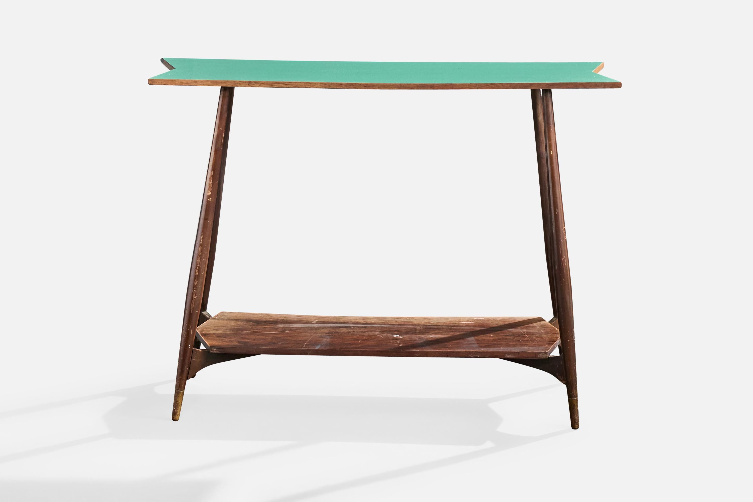 Mid-Century Modern Carlo Hauner, Console Table, Wood, Formica, Brazil, 1950s For Sale