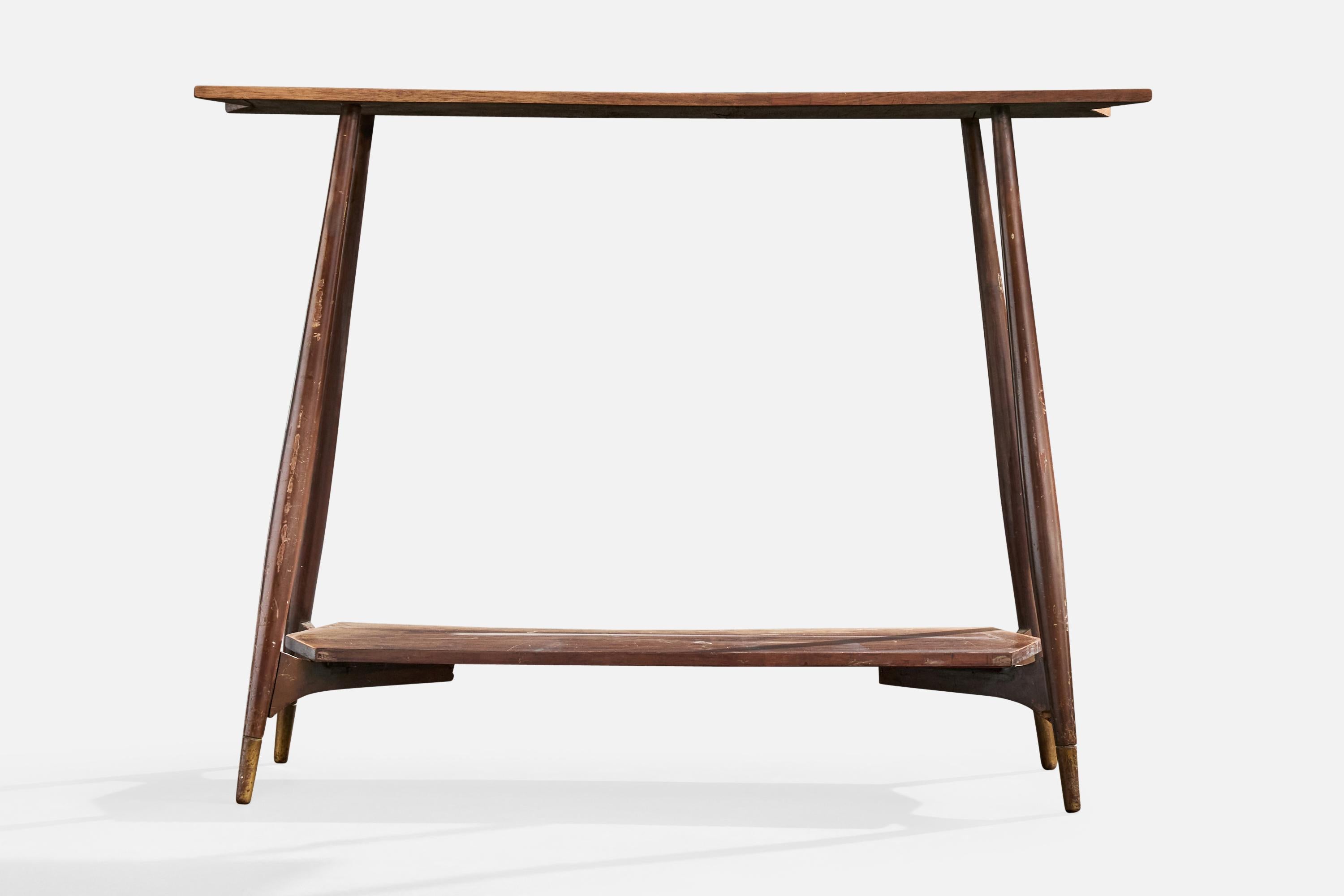 Brazilian Carlo Hauner, Console Table, Wood, Formica, Brazil, 1950s For Sale