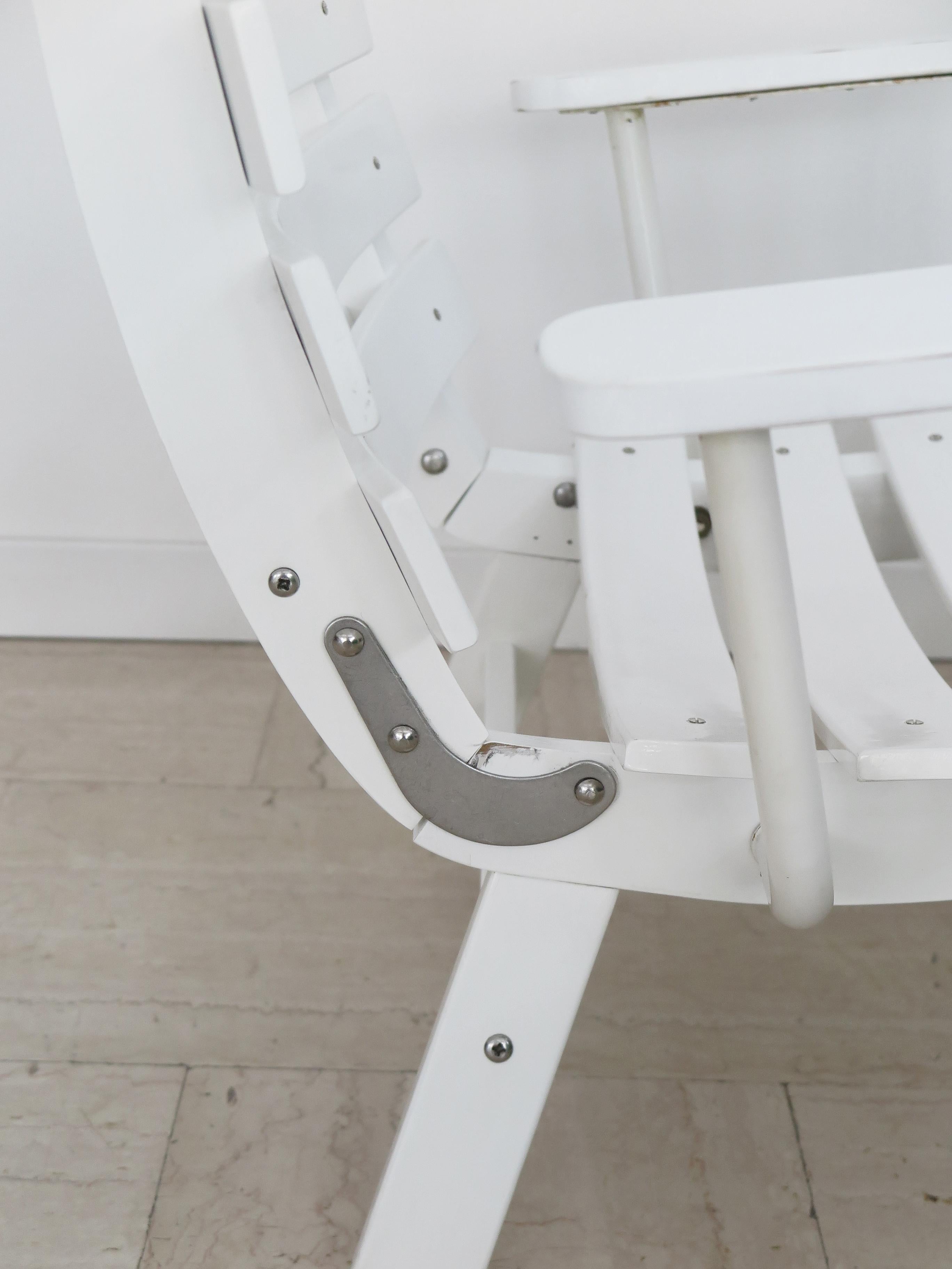 Carlo Hauner pour BFC fauteuils de jardin pliants italiens laqués blancs des années 1960 en vente 5