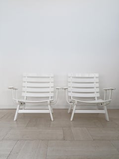 Carlo Hauner para BFC Sillones de jardín plegables italianos lacados en blanco Años 60
