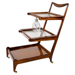 Carlo Hauner for Forma S/A – Three-Tier Tea Trolley in Caviúna and Glass, Brazil