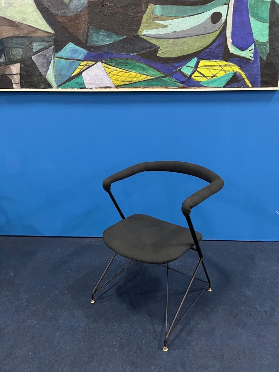 Mid-20th Century Carlo Hauner for Móveis Artesanal. Mid-Century Modern Armchair w/ Iron Structure For Sale